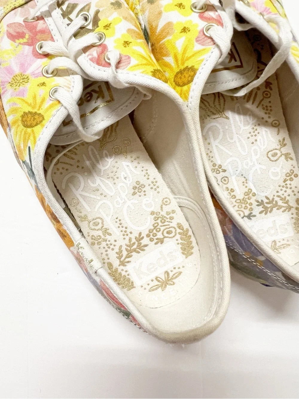 Keds X Rifle Paper Co Womens Floral Canvas Lace Up Marguerite Sneakers Size 10